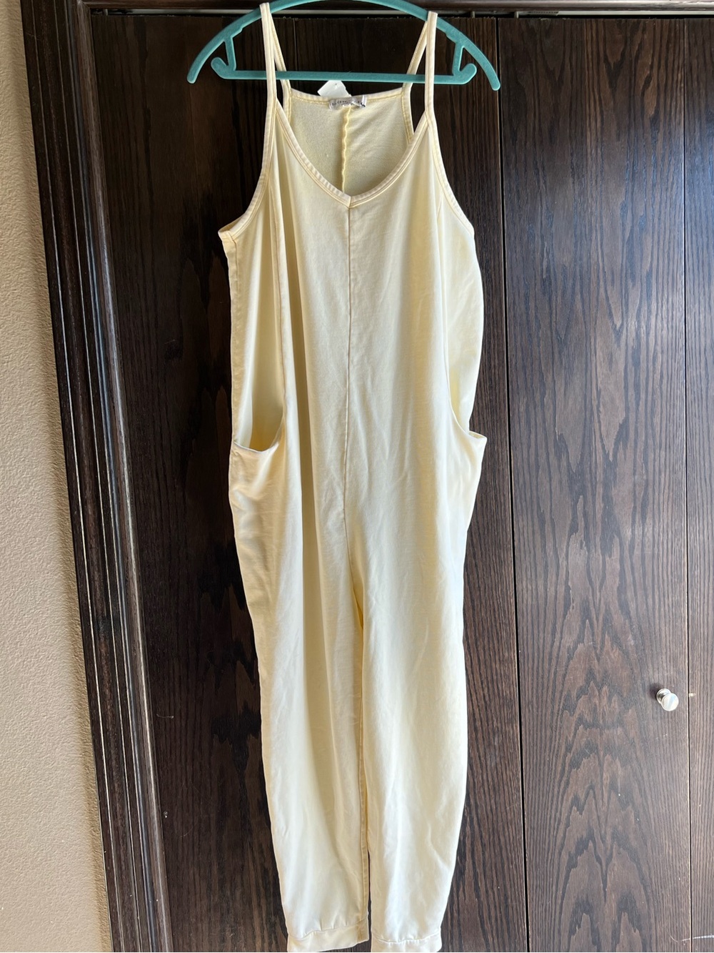 Sincerely Jules Butter Yellow Sleeveless Slim-Strap Harem Jumpsuit Large